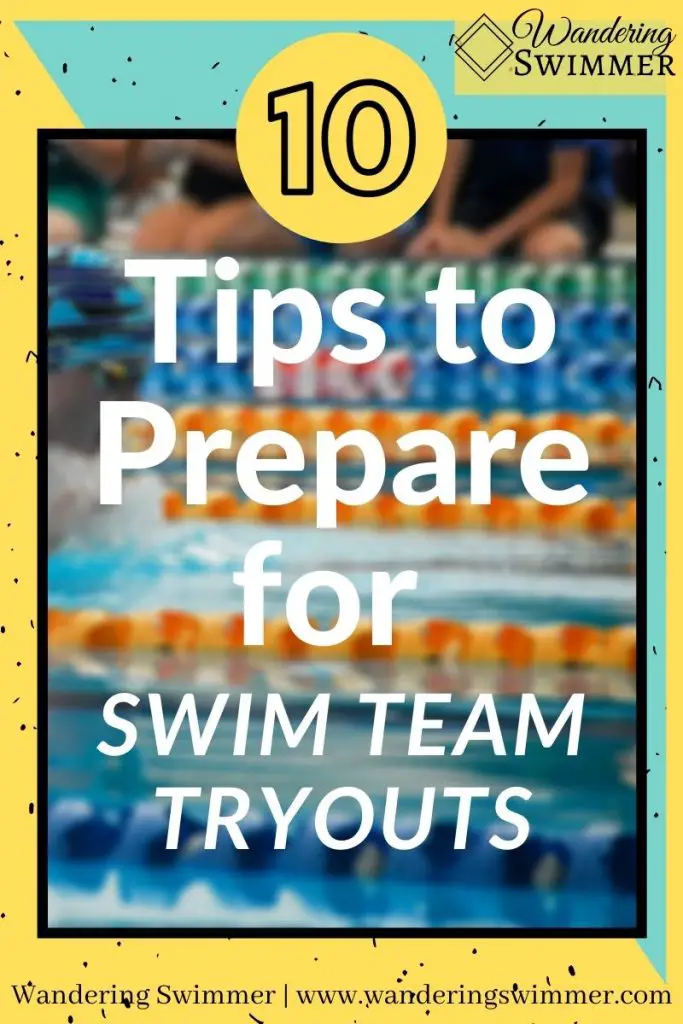 alt text: pin w/ text that reads: 10 tips to prepare for swim team tryouts