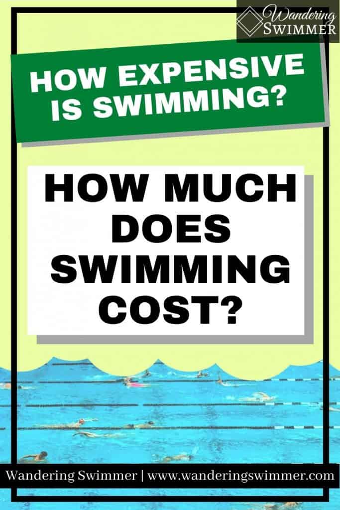 Image that reads: how expensive is swimming? in one box. Another box has text that reads how much does swimming cost? A picture of a pool is below the box