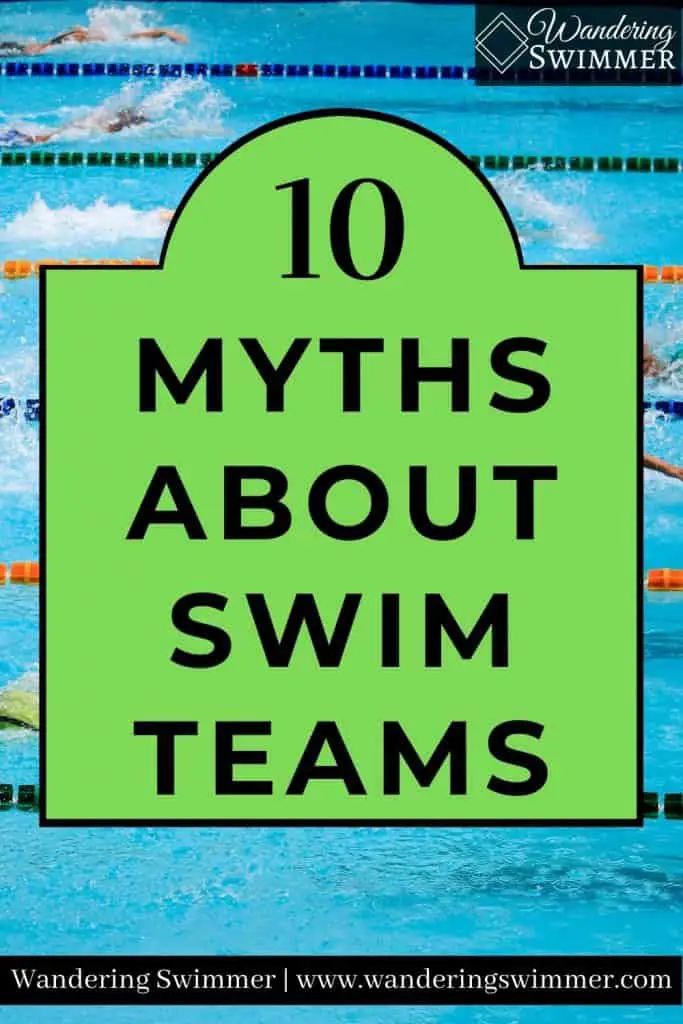Pin image with text that reads 10 Myths About Swim Teams