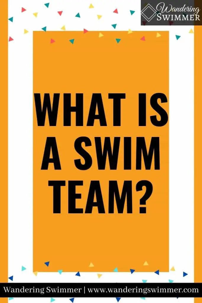 orange and white picture with confetti and text that reads: what is a swim team?