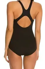 Image of a black Dolfin Conservative Lap Swimming Suit from the back