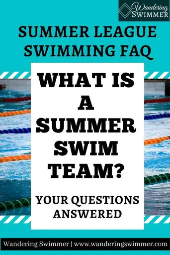 An image with a teal background. In the middle between short white strips is a picture of a pool with colored lane lines.

Just above the picture is text that reads: Summer League Swimming FAQ. Over the picture is a tall white rectangular box with text that reads: What is Summer Swim Team? Your Questions Answered.