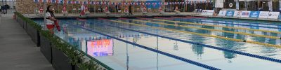 Sunset at the Marguerite Aquatic Center during the 2019 Masters Summer Nationals